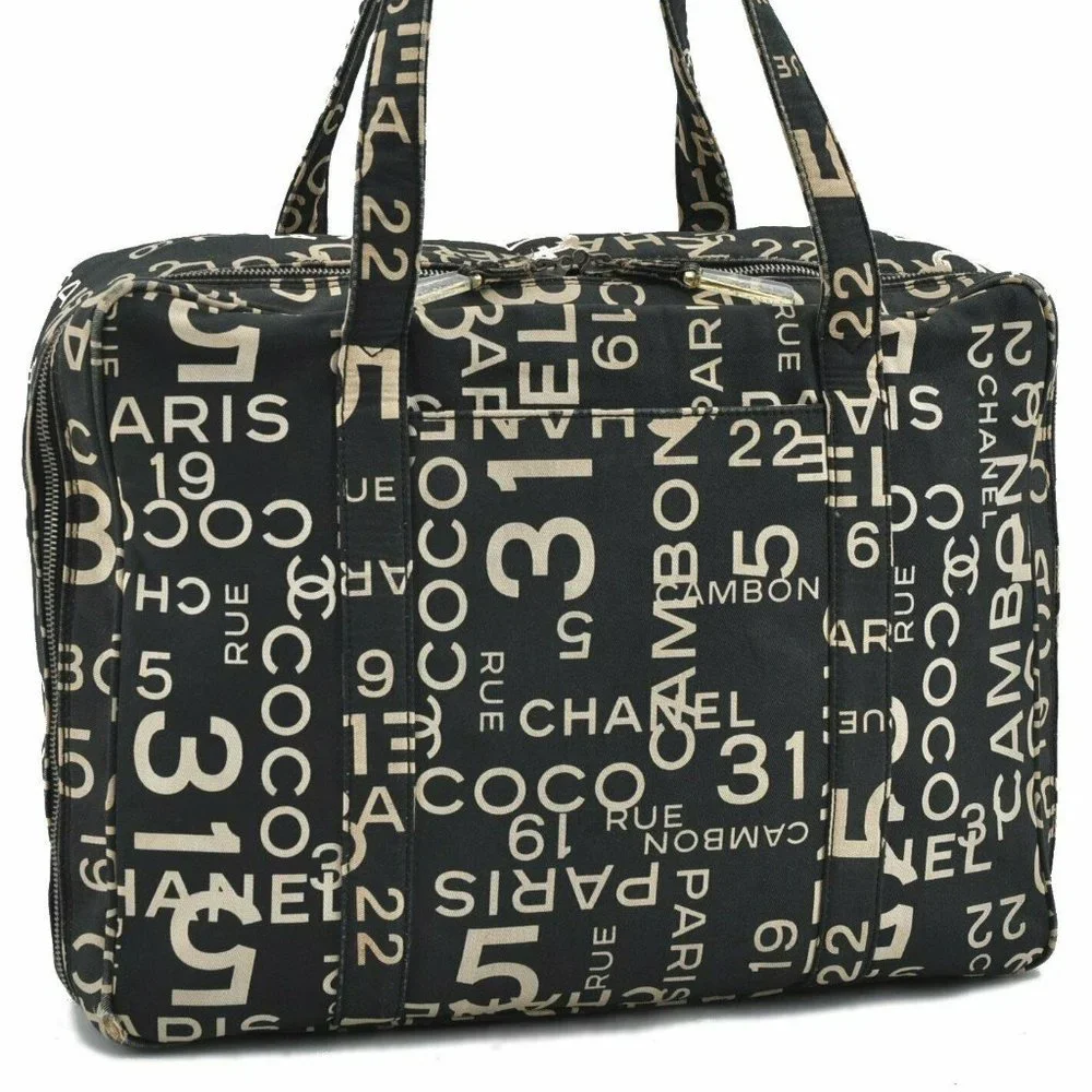 EUC Chanel Vintage Rue Cambon 31 Shoulder Bag Tote Satchel Black Ivory Travel - Picture 13 of 14